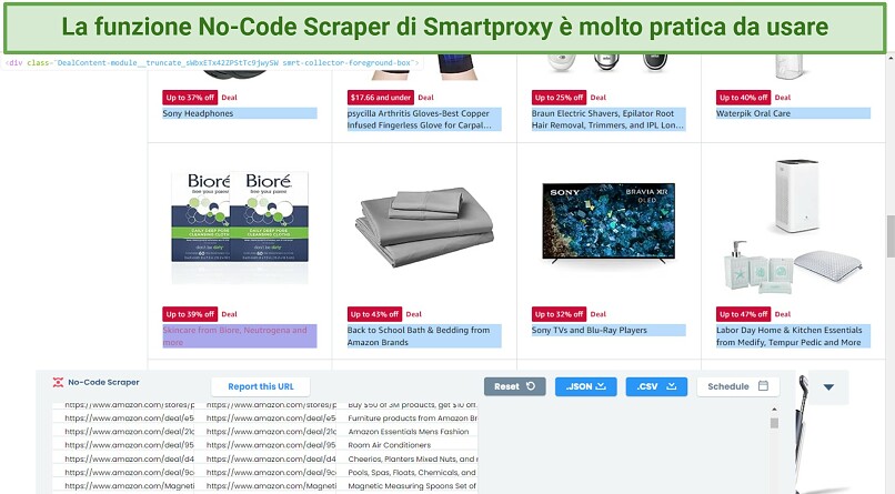 Smartproxy's No Code Scraper collecting data from Amazon