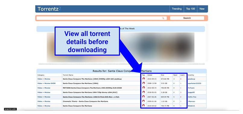 Graphic showing Torrentz2 homepage