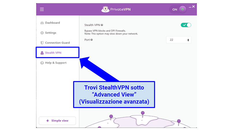 Graphic showing PrivateVPN's StealthVPN feature
