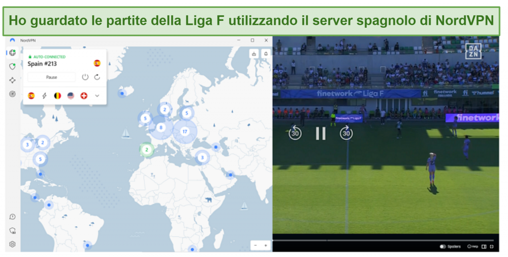 Watching the Liga F matchup in Madrid using NordVPN's Spanish server