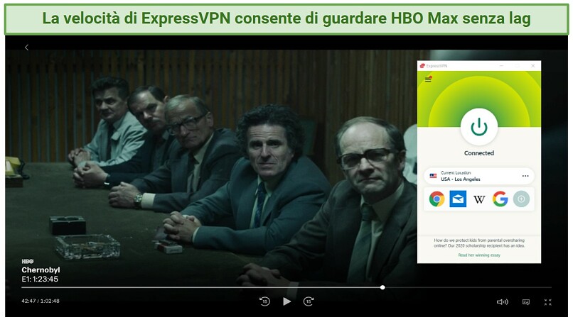Graphic showing HBO Max with ExpressVPN