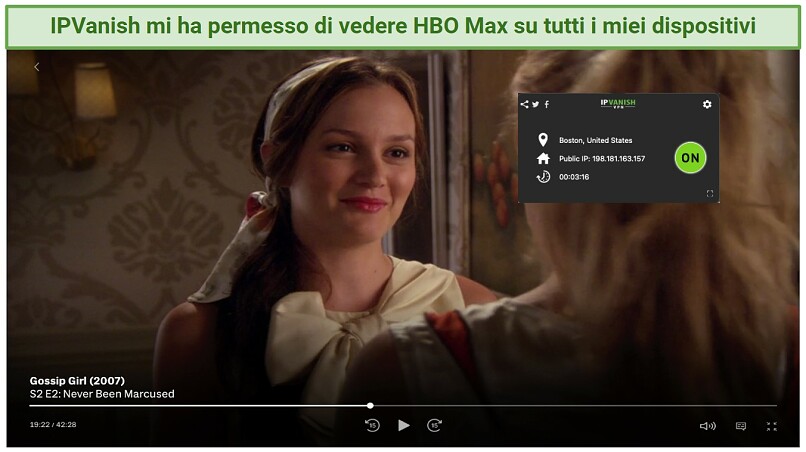 Graphic showing HBO Max with IPVanish