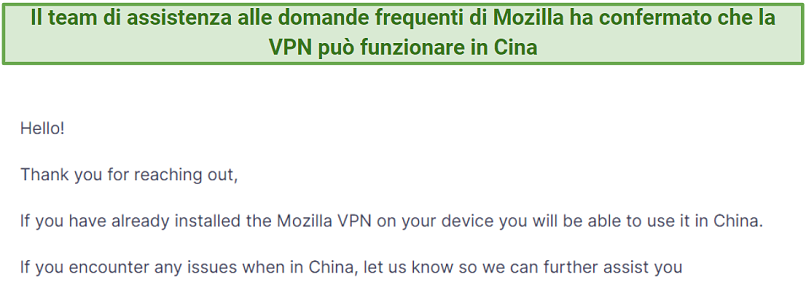 screenshot of MozillaVPN's support answer.