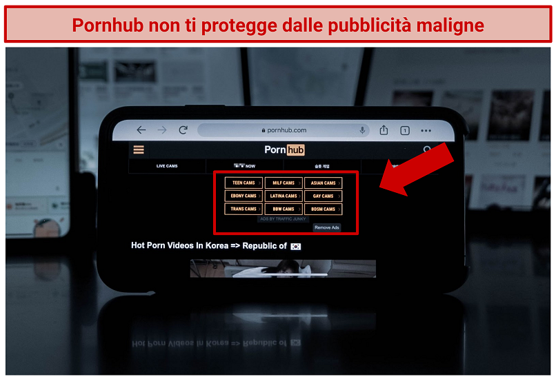 A screenshot of a smartphone displaying the Pornhub website
