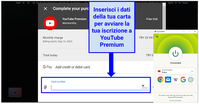 A screenshot of the YouTube Premium purchase