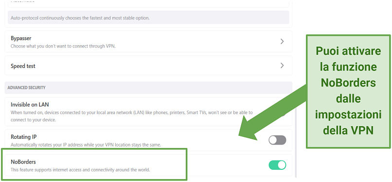 Screenshot of Surfshark VPN settings