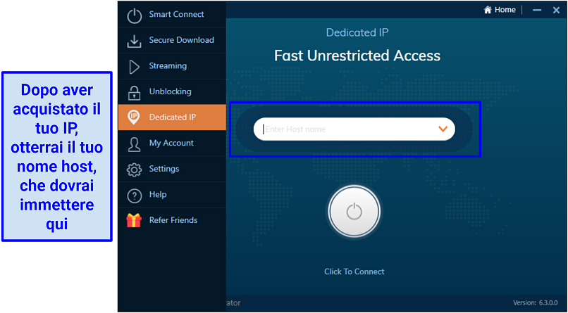 Screenshot della scheda IP dedicato di Ivacy VPN su Windows