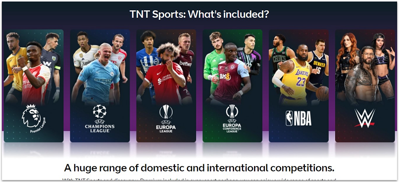  A screenshot showing the TNT Sports home page