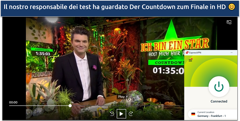 Uno screenshot di Der Countdown zum Finale in streaming con ExpressVPN