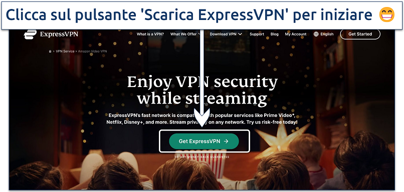 Schermata della pagina di streaming di ExpressVPN