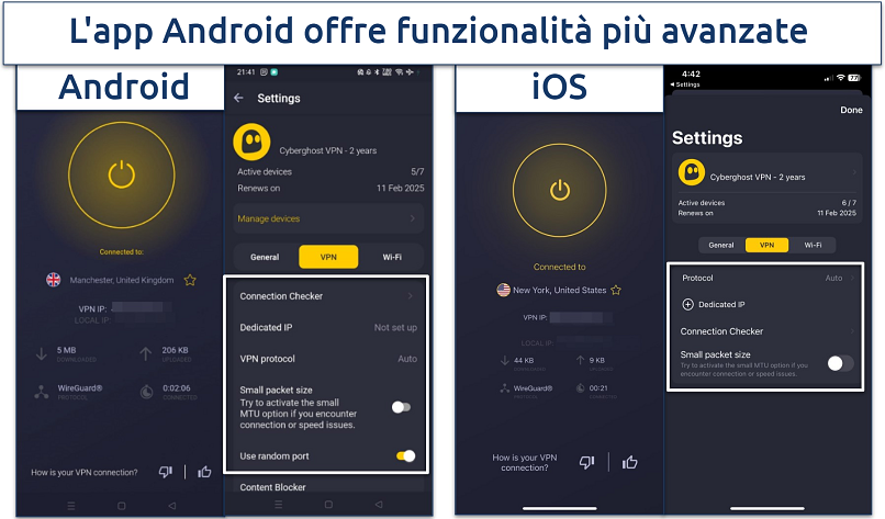 Screenshot of CyberGhost's mobile apps