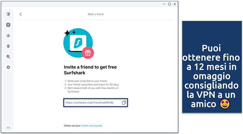 Screenshot of Surfshark's referral program