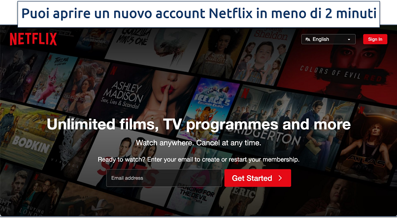 Screenshot che mostra come abbonarsi a Netflix online