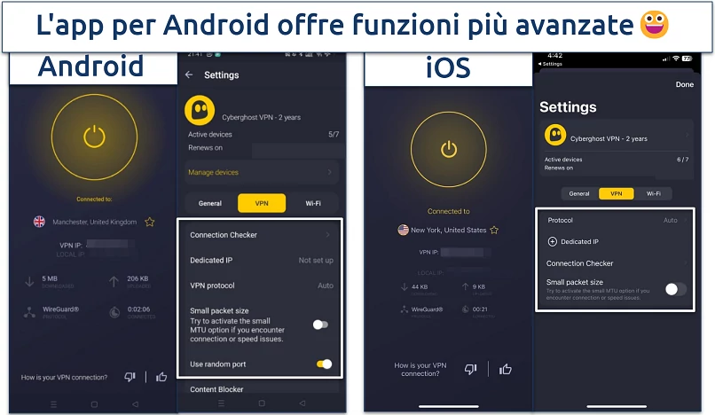 Screenshot of CyberGhost's mobile apps