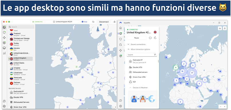 Immagini delle app Windows e macOS di NordVPN