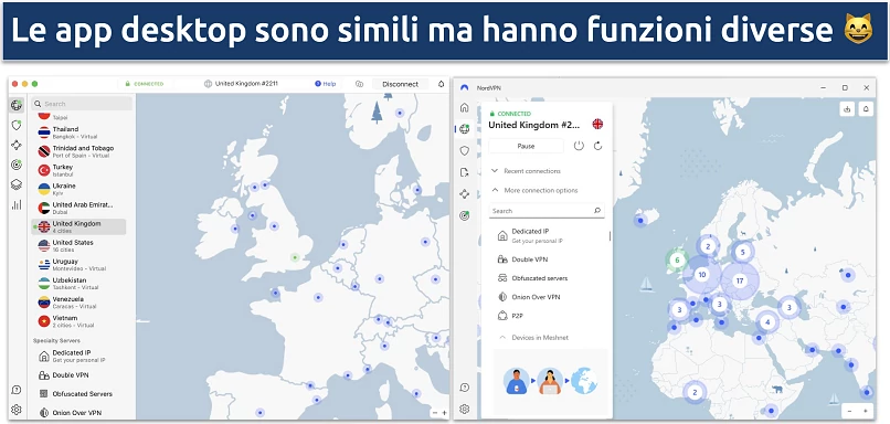 Immagini delle app Windows e macOS di NordVPN