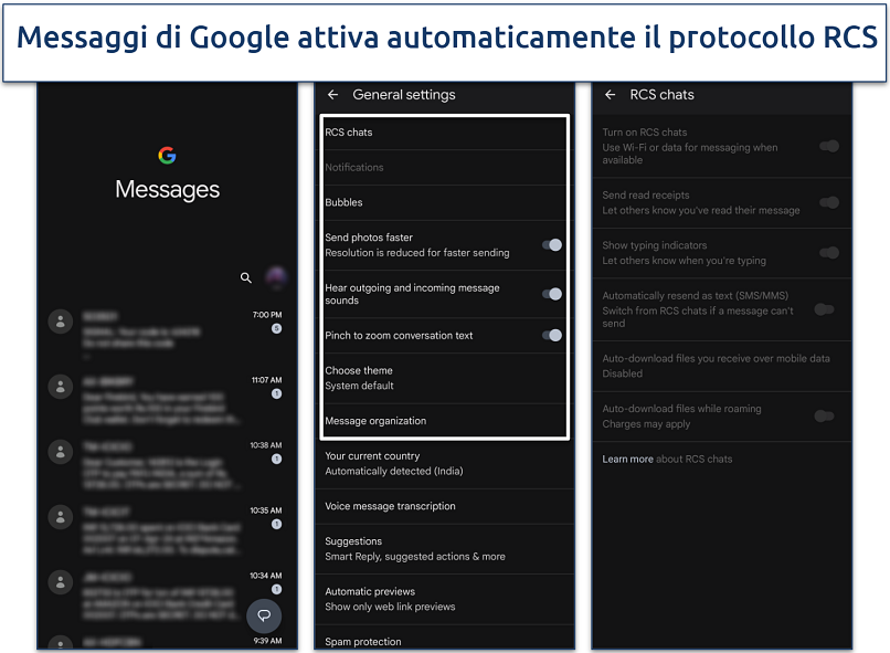 Screenshot of the Google Messages app
