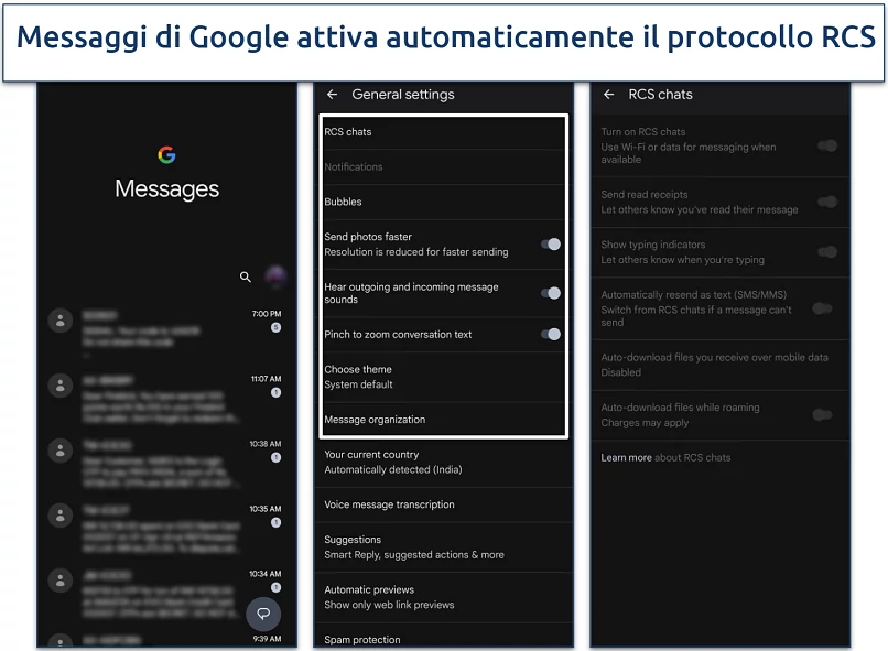 Screenshot of the Google Messages app