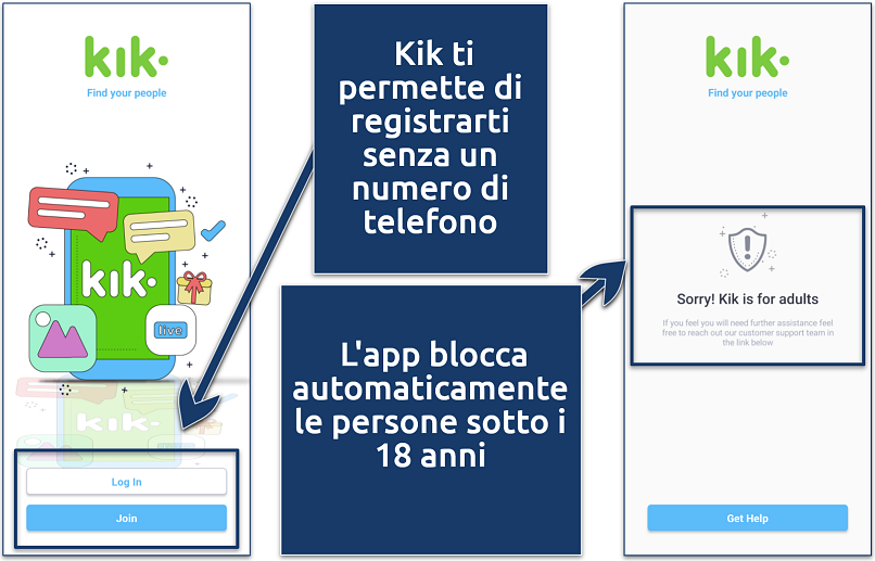 Screenshot of the Kik app 