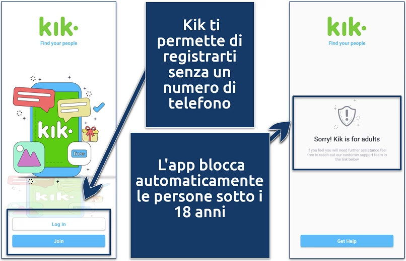 Screenshot of the Kik app 