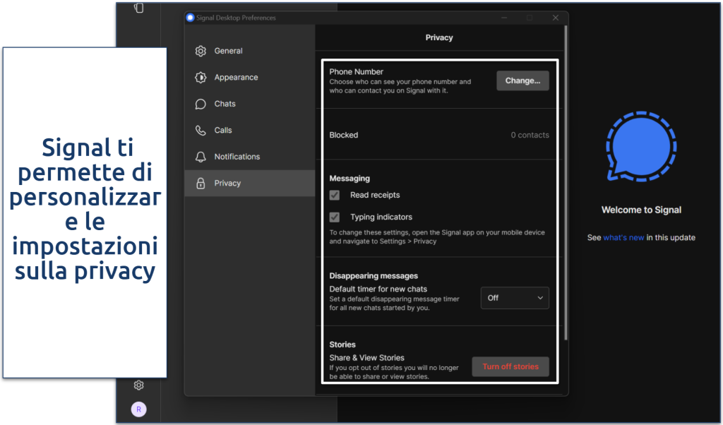Screenshot of the Signal app