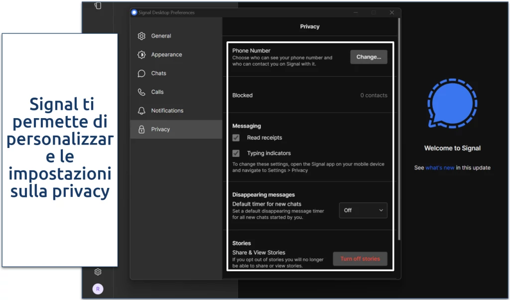 Screenshot of the Signal app