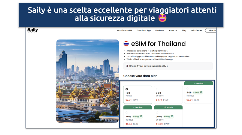 A screenshot showing Saily's website