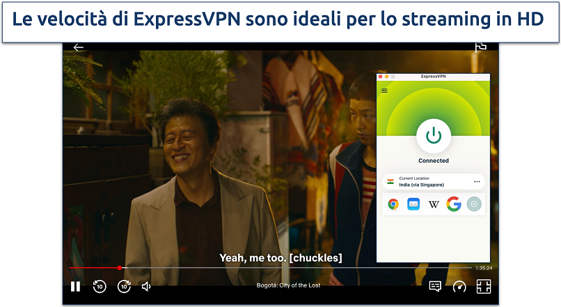 Screenshot dello streaming Netflix su una rete Starlink con la connessione a ExpressVPN