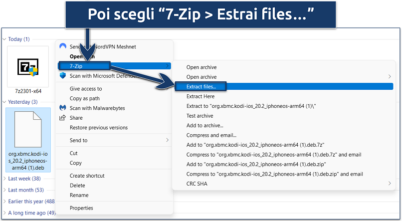 Image showing how to extract files with 7-Zip