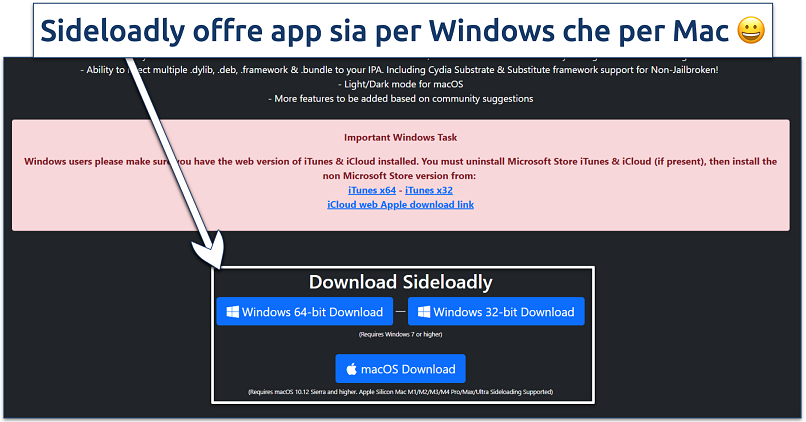 Image showing the sideloadly website
