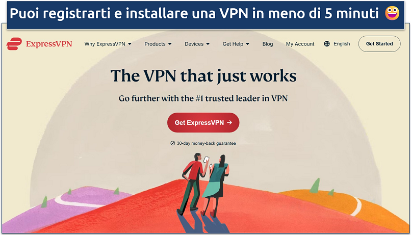 Screenshot della home page di ExpressVPN